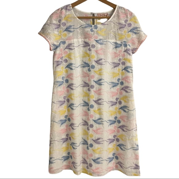 Traffic People Dresses & Skirts - NWT Traffic People White and Pastel Embroidered Shift Dress